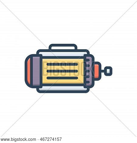 Color Illustration Icon For Motor Electric Machine Engine Fuel Technology Transport Electro-motor Eq