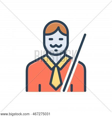 Color Illustration Icon For Professor Educator Instructor Lecturer Teacher Docent Principal Tutor