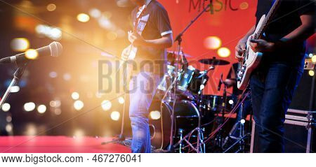 Guitarist On Stage For Background, Soft And Blur Concept