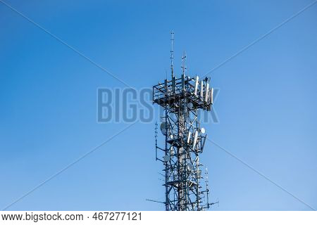 Radio, Communication And Cell Tower On Blue Sky Background. Australia