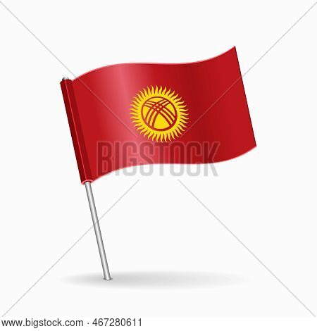 Kyrgyzstani Flag Map Pin Pointer Layout. Vector.