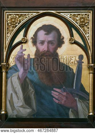 Krizevci, Croatia - May 09, 2012: St. Paul, Pulpit In The Greek Catholic Cathedral Of The Holy Trini