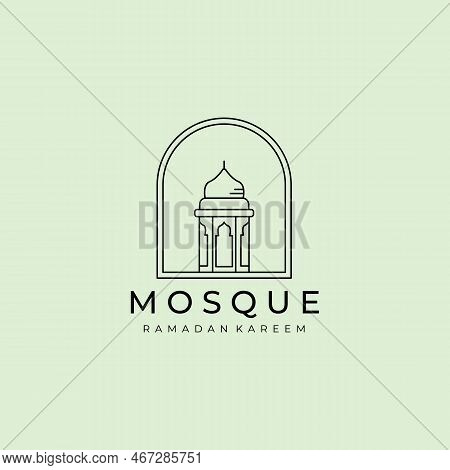 Dome Building Architecture Logo Vector Line Art Minimal Illustration Design