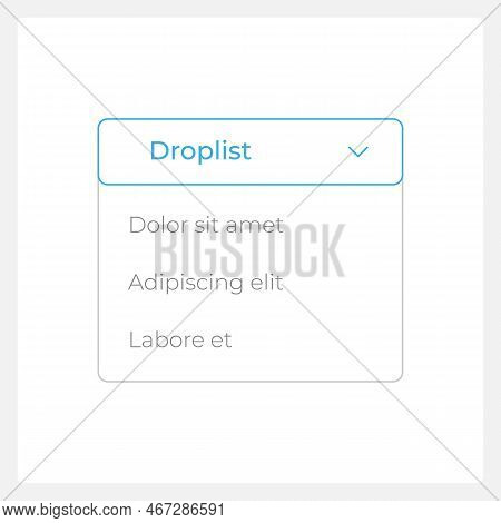 Activated Droplist Ui Element Template. Editable Isolated Vector Dashboard Component. Flat User Inte