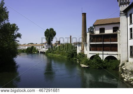 The Oglio River At Pontoglio, In Brescia Province