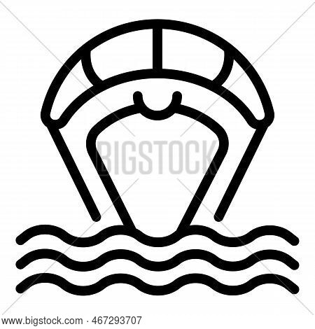 Sea Kitesurfing Icon Outline Vector. Kite Wind. Surfer Man