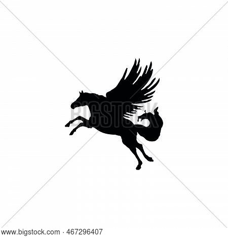Pegasus Icon. Simple Style Fantasy Poster Background Symbol. Pegasus Brand Logo Design Element. Pega