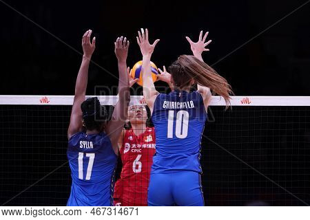 Ankara, Turkiye - July 14, 2022: Sylla Miryam Fatime And Chirichella Cristina In Action During Italy