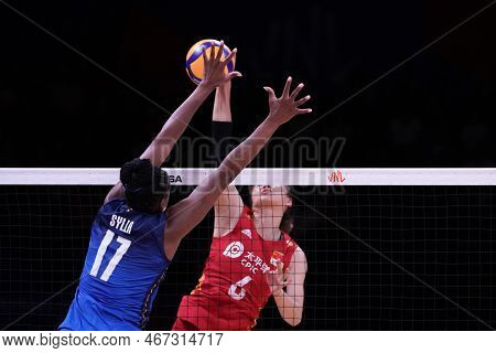 Ankara, Turkiye - July 14, 2022: Sylla Miryam Fatime In Action During Italy Vs China Vnl Quarter Fin