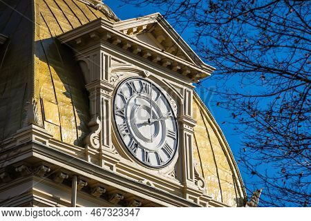 The Historic 1879 Courthouse Of Lagrange, Indiana On A Late Fall Afternoon.