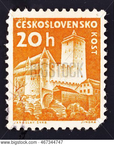 Czechoslovakia - Circa 1963: Postage Stamp 'kost Castle' Printed In Czechoslovakia. Series: 'castles