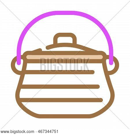 Iron Pot Cooking Color Icon Vector. Iron Pot Cooking Sign. Isolated Symbol Illustration