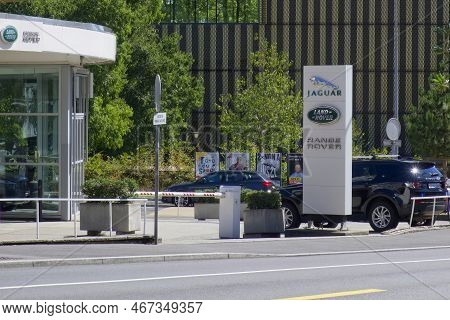Geneva, Switzerland - 08 September 2022: A Car Dealer In The City Of Luxury Brands As Jaguar Landrov