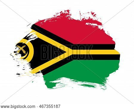 Vanuatu Flag Painted On Minimal Brush Stroke Background