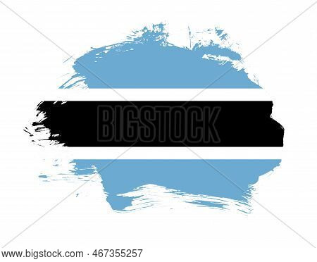 Botswana Flag Painted On Minimal Brush Stroke Background