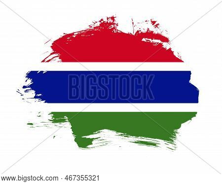 Gambia Flag Painted On Minimal Brush Stroke Background