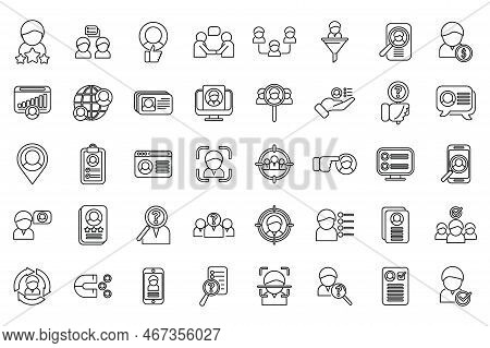 Know Your Client Icons Set Outline Vector. Card Cms. Data Customer