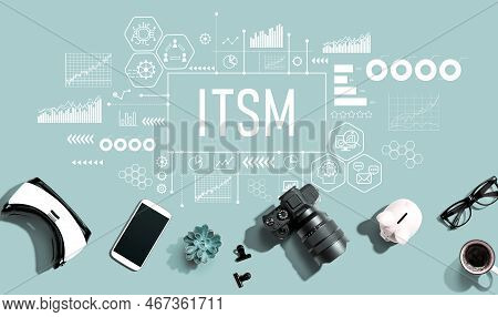 Itsm - Information Technology Service Management Theme With Electronic Gadgets And Office Supplies -