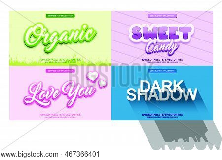 Set Of Editable Text Effect Design. Bundle Of Editable Text Effect Design. Modern Editable Text Effe