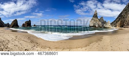 Rocky Coast Panorama At Cape Roca, The Westernmost Point Of The Eurasian Continent