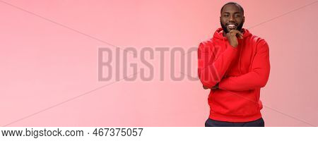 Curious Delighted African-american Young Creative Guy Thinking New Business Plan Smiling Pleased Hav