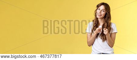 You Can Do It. Cheerful Supportive Enthusiastic Curly-haired Girl Makeup Artistis Encourage Girlfrie