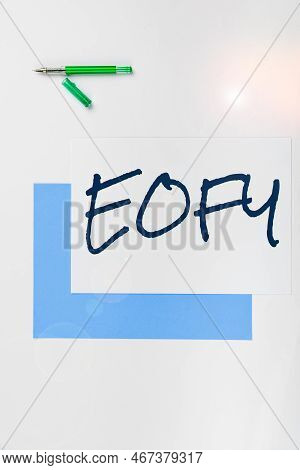 Text Caption Presenting Eofy. Business Concept A Mega Sale Held On An End Of A Financial Year