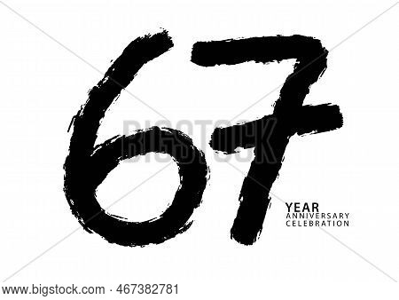 67 Year Anniversary Celebration Black Color Logotype Vector, 67 Number Design, 67th Birthday Invitat