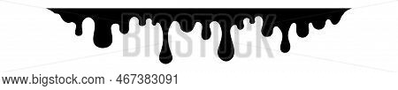 Drip Of Honey, Melt Drop. Black Chocolate. Vector Ink Paint Liquid. Sause Syrip Shape Set
