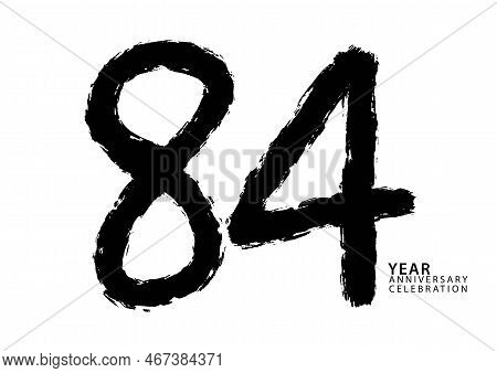 84 Year Anniversary Celebration Black Color Logotype Vector, 84 Number Design, 84th Birthday Invitat