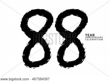 88 Year Anniversary Celebration Black Color Logotype Vector, 88 Number Design, 88th Birthday Invitat
