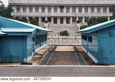 Panmunjom, South Korea - June 16 2010 : The Highly Militarized Border Between The Two Koreas And Pan
