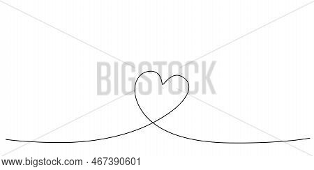 Decoration Continuous Line Hand Drawing Element Heart For Wedding Photo Book, Invitations. Vector St