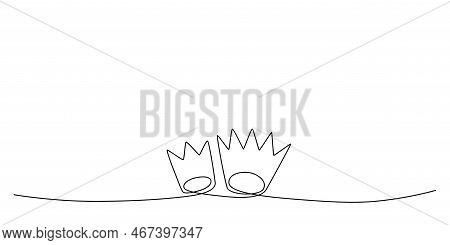 Decoration Continuous Line Hand Drawing Element Crown For Wedding Photo Book, Invitations. Vector St