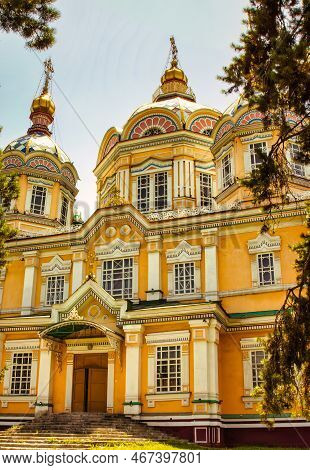 Almaty, Kazakhstan - June 17 2017 : The Zenkov Cathedral Is An Orthodox Russian Church And Landmark 