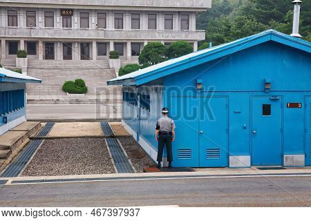 Panmunjom, South Korea - June 16 2010 : The Highly Militarized Border Between The Two Koreas And  Pa