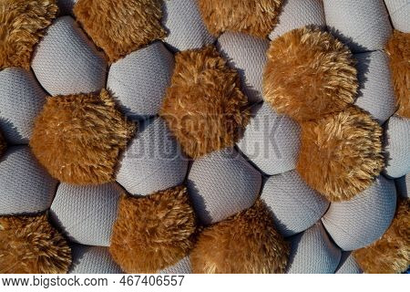 Different Sizes, Quantities Of Stuffed Balls Of Fabric With Sintepon. Soft Decorative Material
