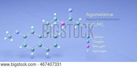 Agomelatine Molecular Structures, Atypical Antidepressant 3d Model, Structural Chemical Formula And 