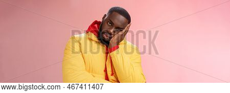 Annoyed Bothered Pissed African-american Bearded Man In Yellow Jacket Facepalm Look Angry Camera Irr