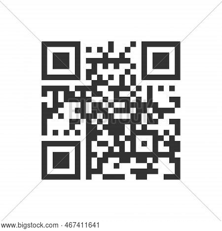 Qr Code Icon. Fake Template Of Quick Responce Matrix Barcode In Square Grid. Mobile Phone Camera Rea