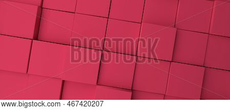 Abstract Modern Magenta Cubes Background, Color Of The Year 2023, 3d Rendering Concept Backdrop