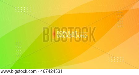 Minimal Dynamic Bright Background With Colorful Green And Orange With Curved Edges. Stock Vector Ill