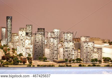 Layout Residential Buildings Plans And Model City. World Habitat Day Concept. Development Of Urban I