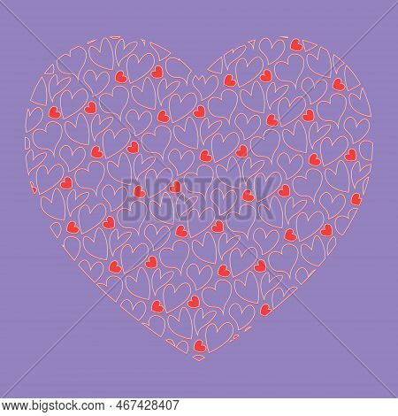 Saint Valentines Day Picture Of Big Love Heart Consists Of Transpatent Hearts With White Contours An