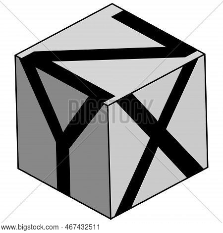 Icon Xyz Axis, 3d Arrow Space, Arrows Cube Mathematics System