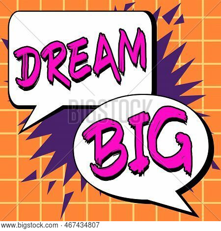 Sign Displaying Dream Big. Conceptual Photo To Think Of Something High Value That You Want To Achiev