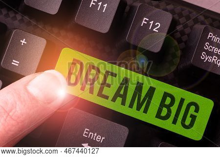Text Caption Presenting Dream Big. Internet Concept To Think Of Something High Value That You Want T