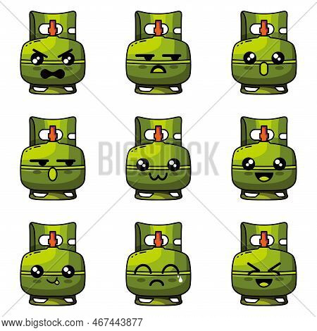 Emoticon Lpg Gas All Set Badmood Design Vector Illustration Minimalist Icon