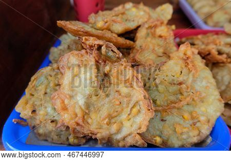 Bakwan Corn Or Corn Cakes, Fried Food Made From Corn With Mixed Vegetables.