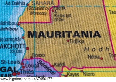 Map View Of Mauritania On A Geographical Globe